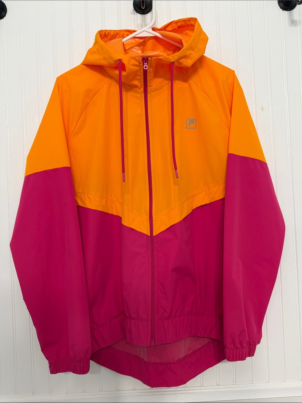 Fila Sport Wms L WINDBREAKER Hoodie Full Zip JACKET pockets NWOT
